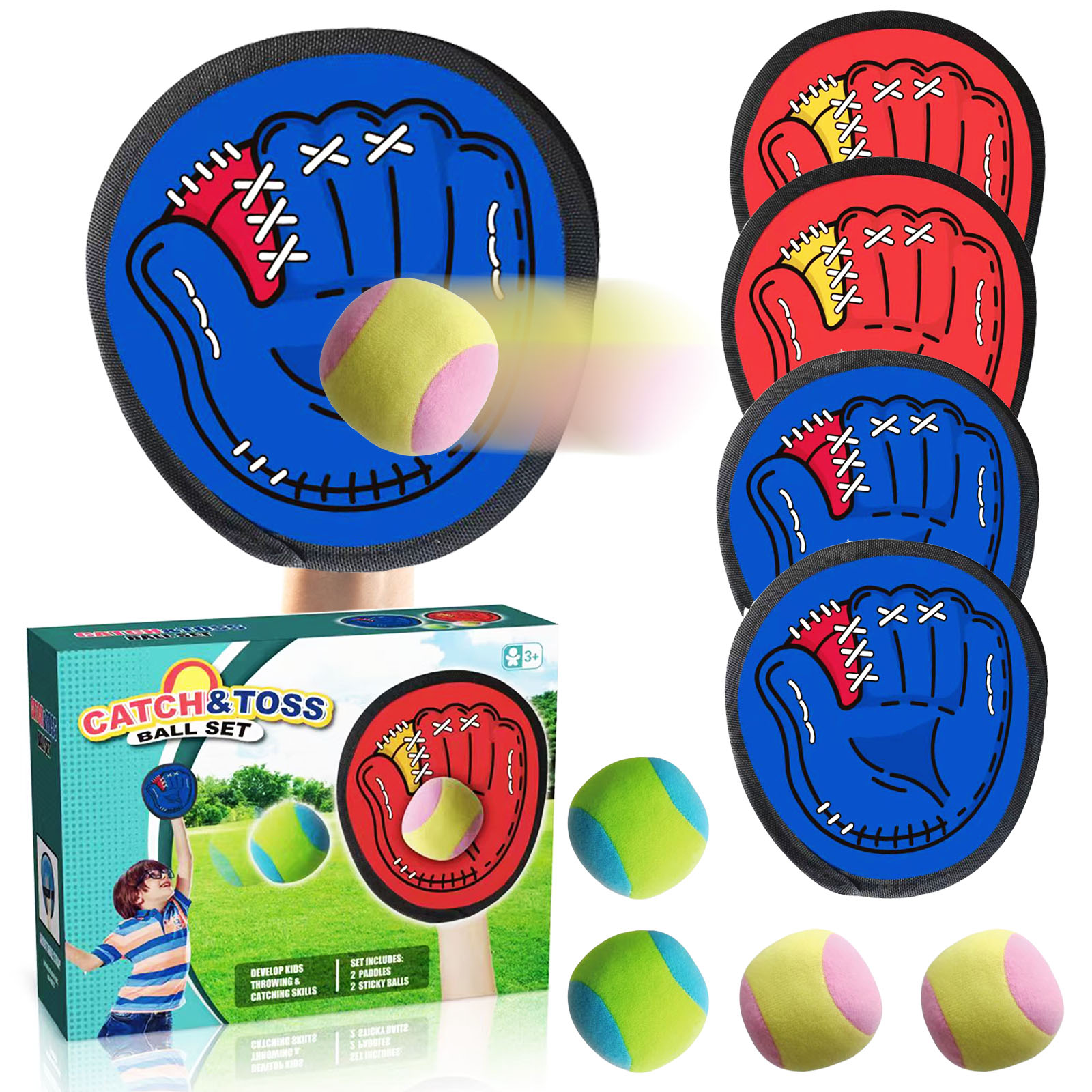 Catch Ball Velcro - 4Set Kids Sucker Sticky Ball Toy