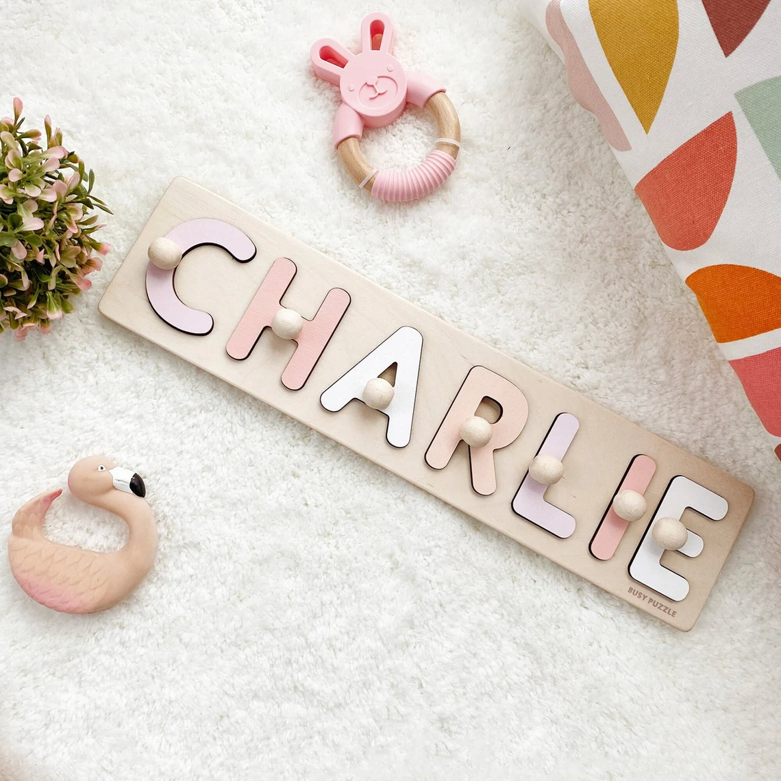 Party Games Baby Shower - Personalized Name Puzzle With Pegs |