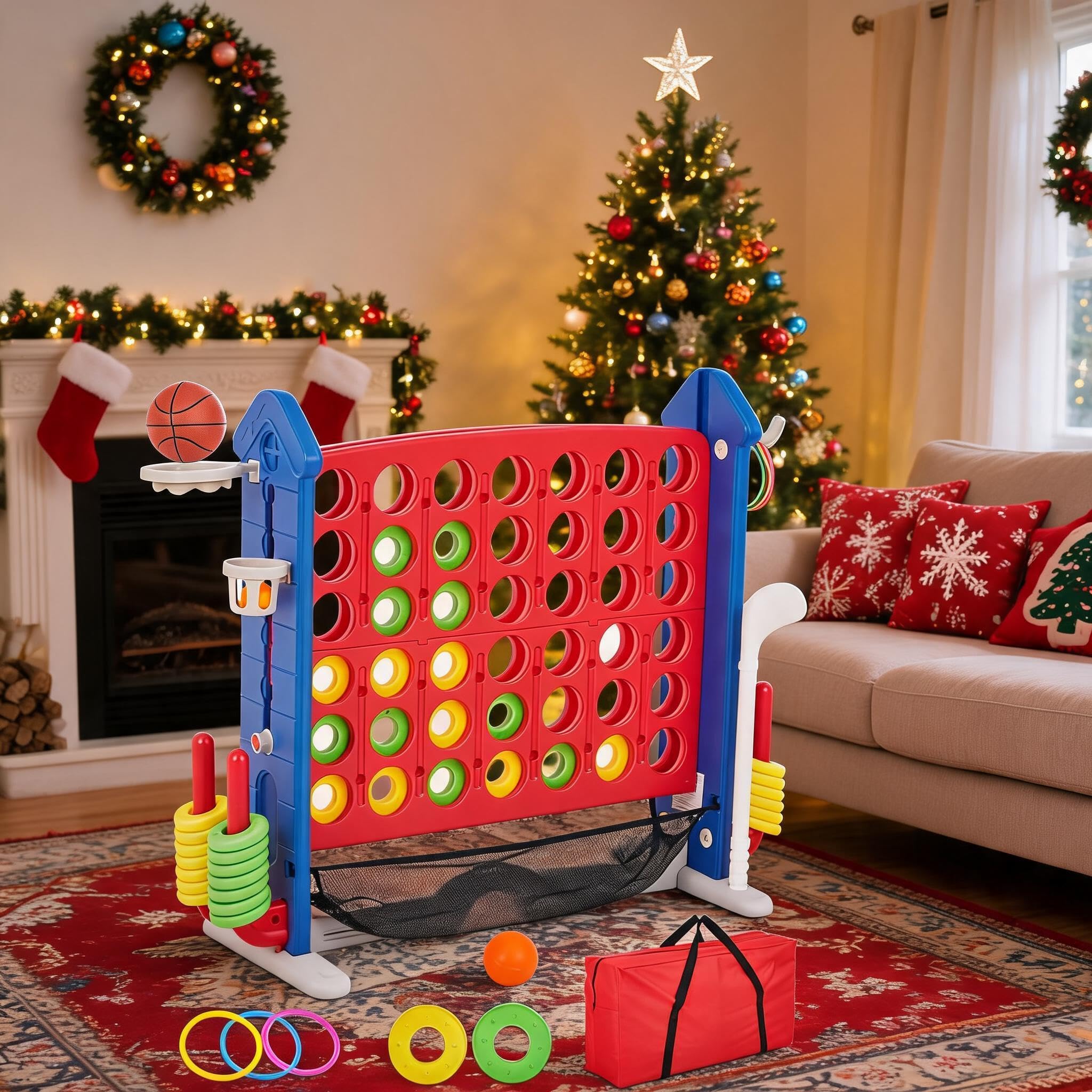 Ring Toss Outdoor - 3.5ft Giant 4-in-a-Row Floor Game Set,